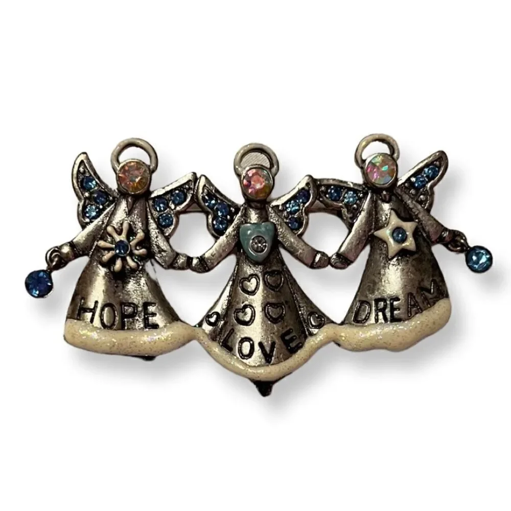 ⭐️3/$25⭐️ Signed Kenneth Cole Three Angels Hope Love Dream Brooch